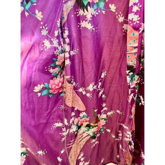 Duster or robe purple peacock floral pattern free size boho maximalist pink - Picture 7 of 7